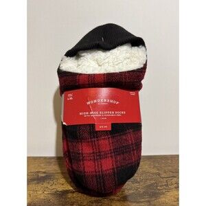 Wondershop Target Women's Slippers High Rise Socks Plaid Red L/XL